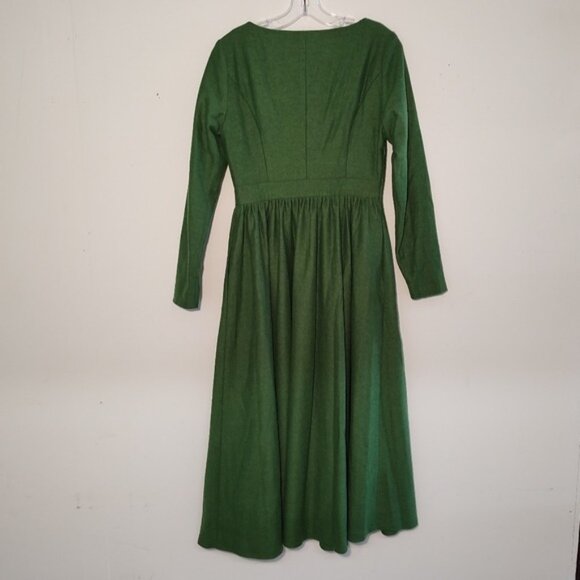Ylistyle Green Retro Style Wool Blend Maxi Dress  4? - Picture 7 of 14